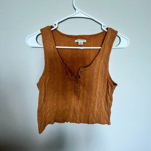 American Eagle Snap Button Tank Top Womens' Meduim M Coffee/Brown